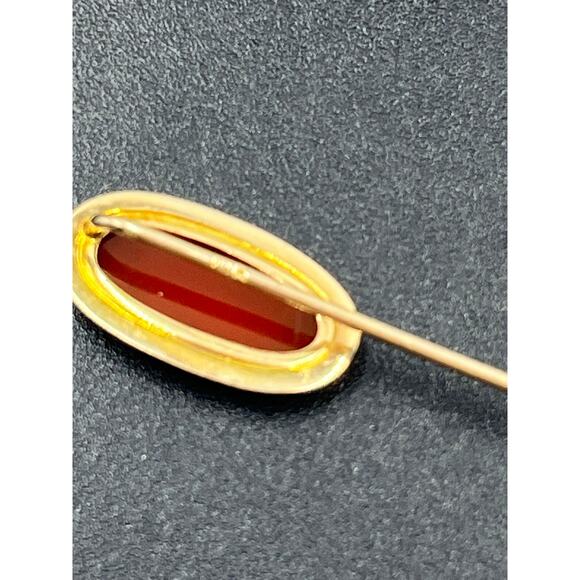 Antique Victorian 10K Yellow Gold Carved Shell Cameo Stick Pin Brooch Circa 1900 - Picture 10 of 11